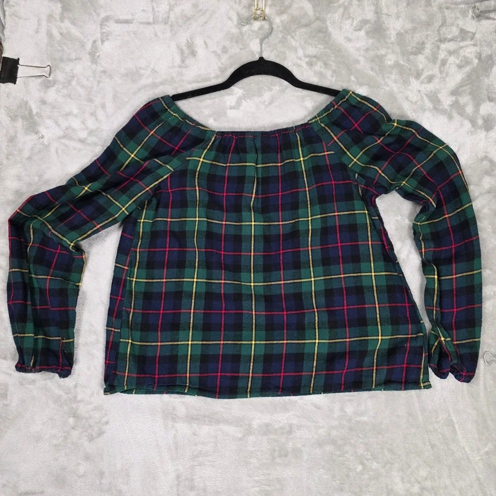 The Children's Place Plaid Flannel Smocked Top Girls 14 XL Academia Peasant Good